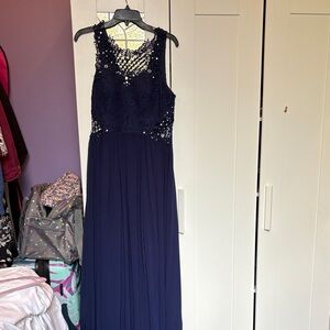 City Triangles Navy Blue Beaded Formal Dress